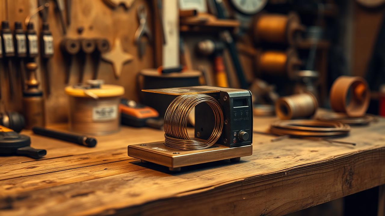 A handcrafted bifilar coil device on a workbench, similar to Michael Garnett's build.